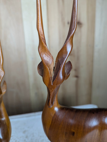 Pair of Besmo Co of Kenya Wooden Handcarved Teak Gazelle - view 2