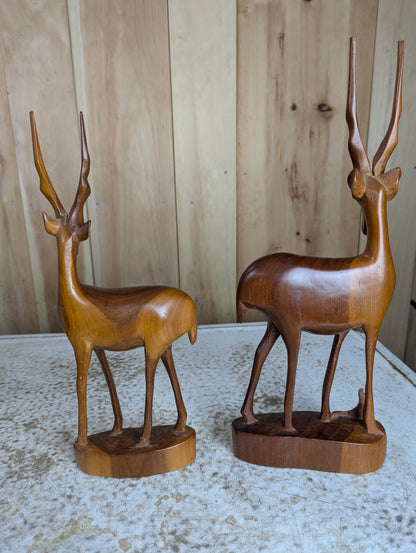 Pair of Besmo Co of Kenya Wooden Handcarved Teak Gazelle - view 8