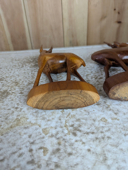 Pair of Besmo Co of Kenya Wooden Handcarved Teak Gazelle - view 9