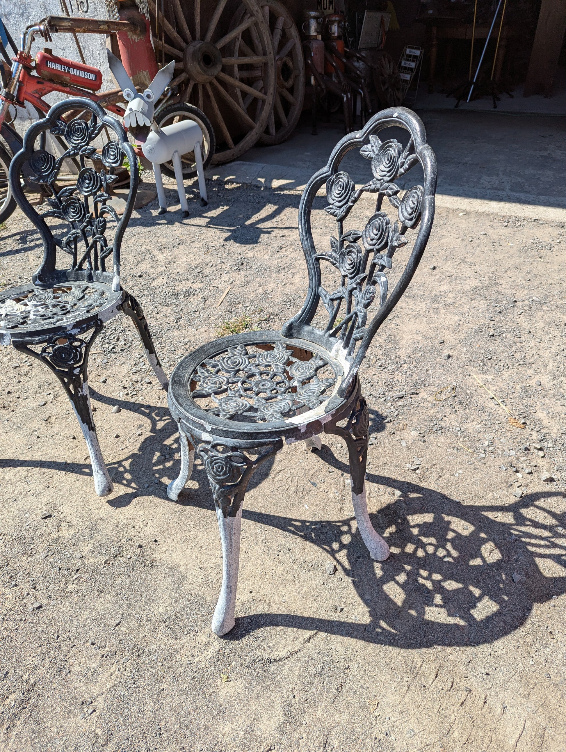 Pair of Cast Aluminum Bistro Chairs