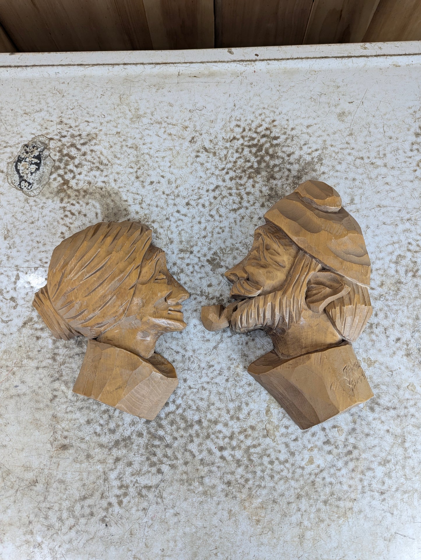 Pair of Handcrafted Folk Art Silhouettes by Quebec Carver Georges Beauregard