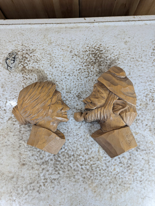 Pair of Handcrafted Folk Art Silhouettes by Quebec Carver Georges Beauregard