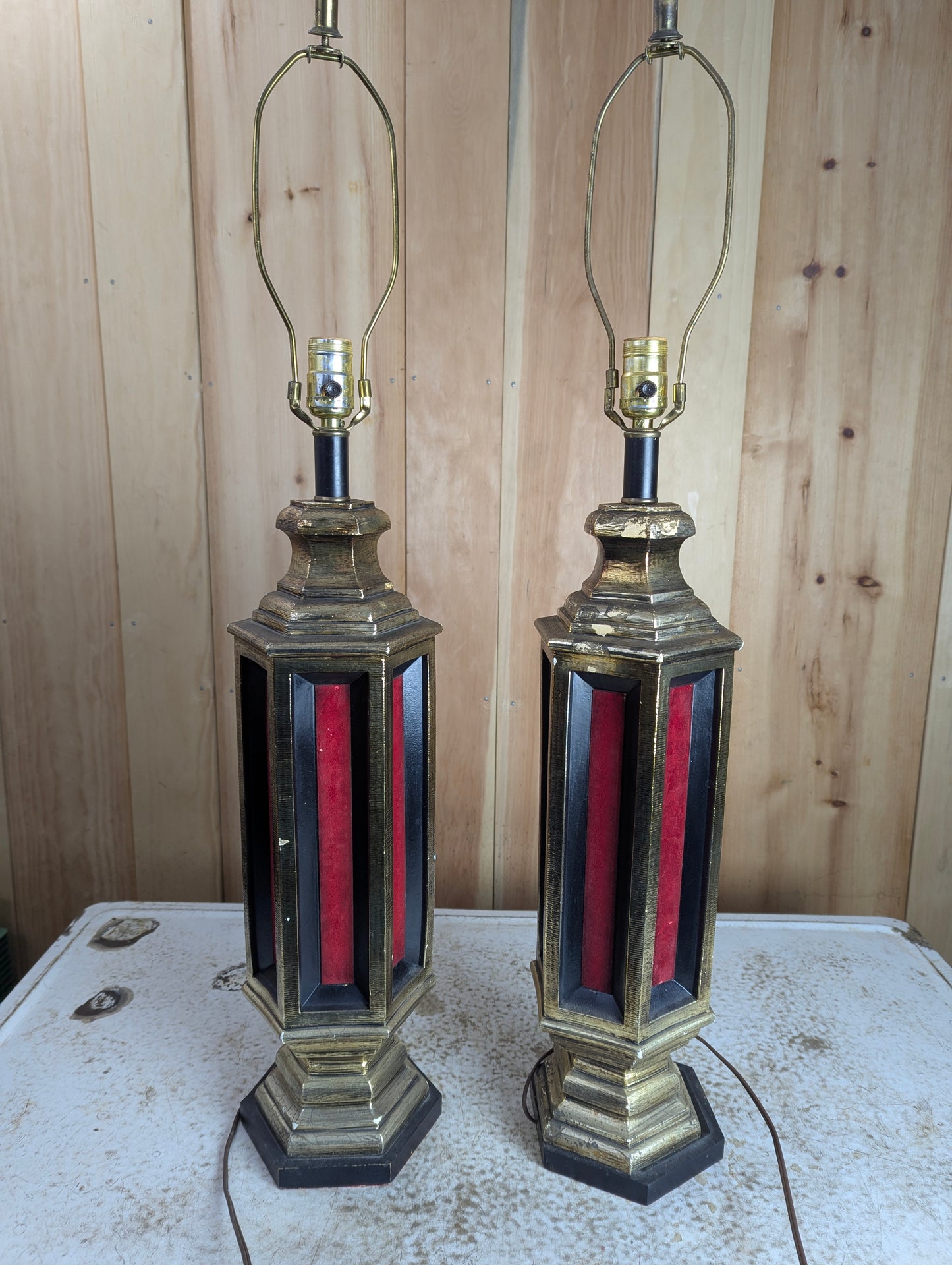 Pair of Stiffel-Style Hollywood Regency Table Lamps with Shades