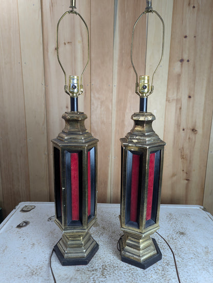 Pair of Stiffel-Style Hollywood Regency Table Lamps with Shades