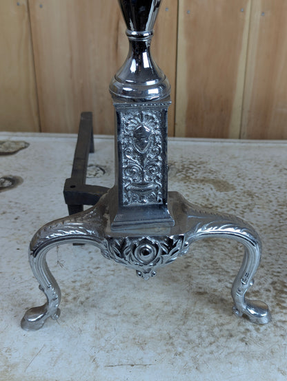 Pair of Vintage Chrome Andirons - view 2