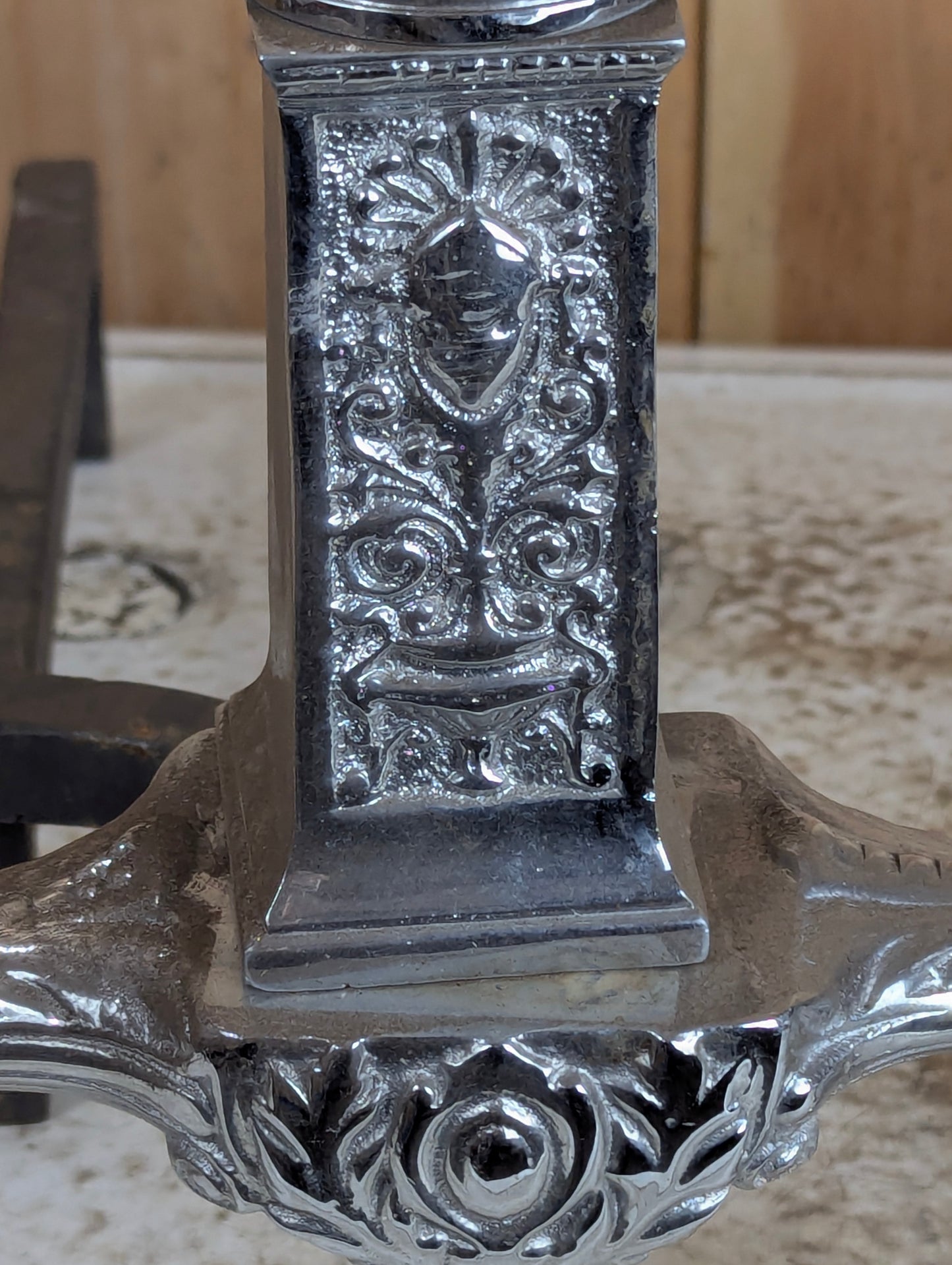 Pair of Vintage Chrome Andirons - view 3