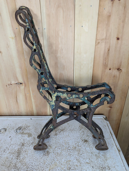 Pair of Vintage Industrial Piper Cast Iron Park Bench Ends