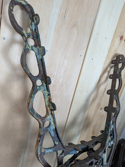 Pair of Vintage Industrial Piper Cast Iron Park Bench Ends - view 4
