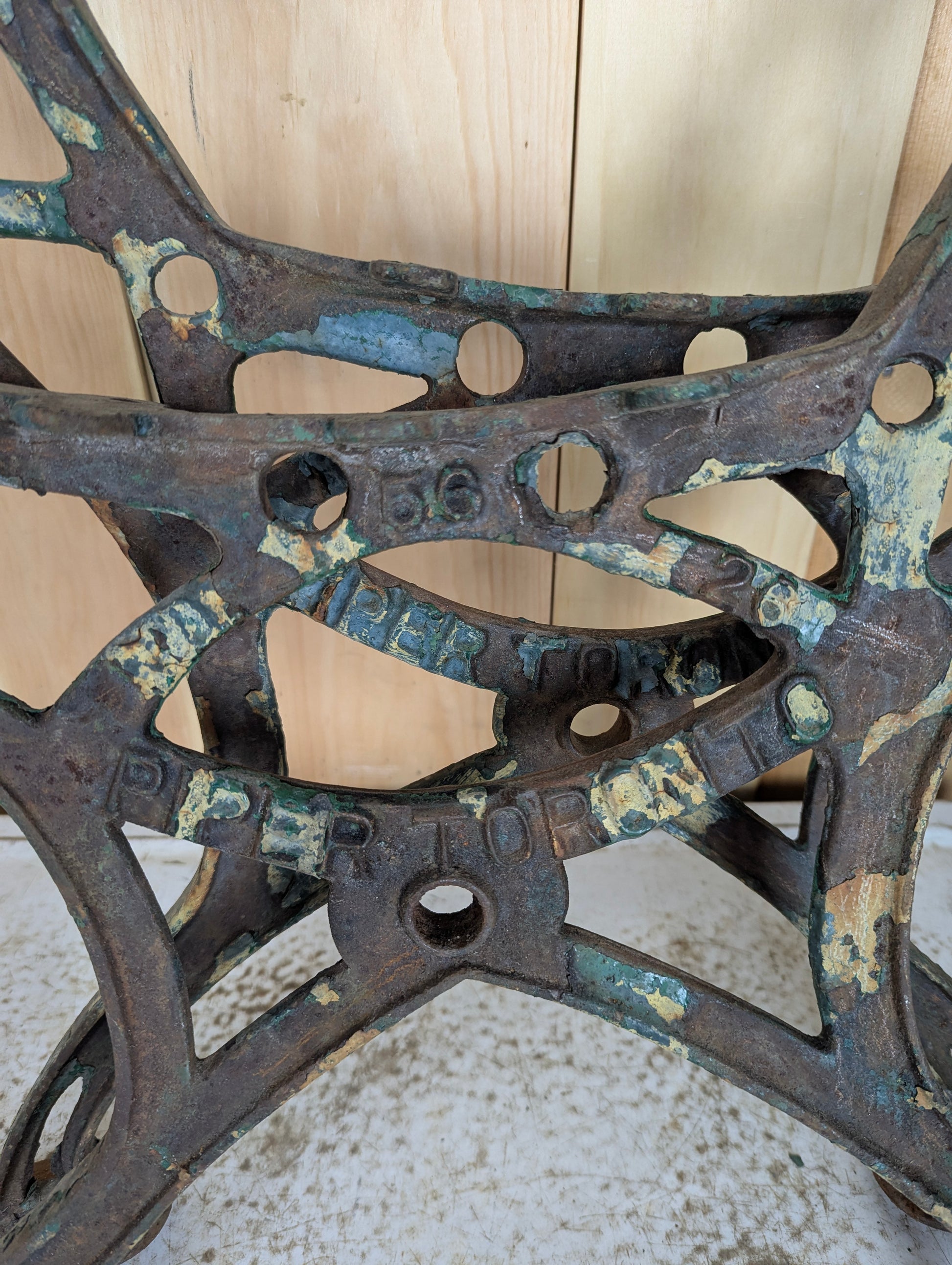 Pair of Vintage Industrial Piper Cast Iron Park Bench Ends - view 5