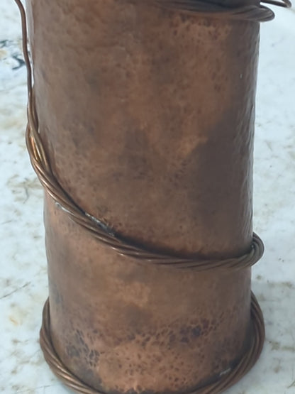 Handcrafted Copper Vase with Flowers