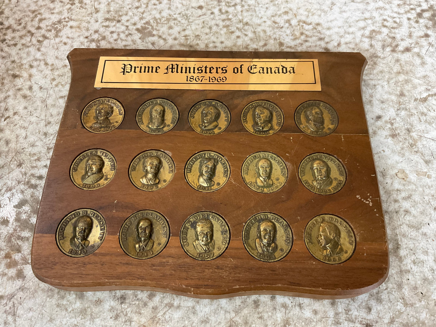 Prime Ministers of Canada Plaque 1867-1969
