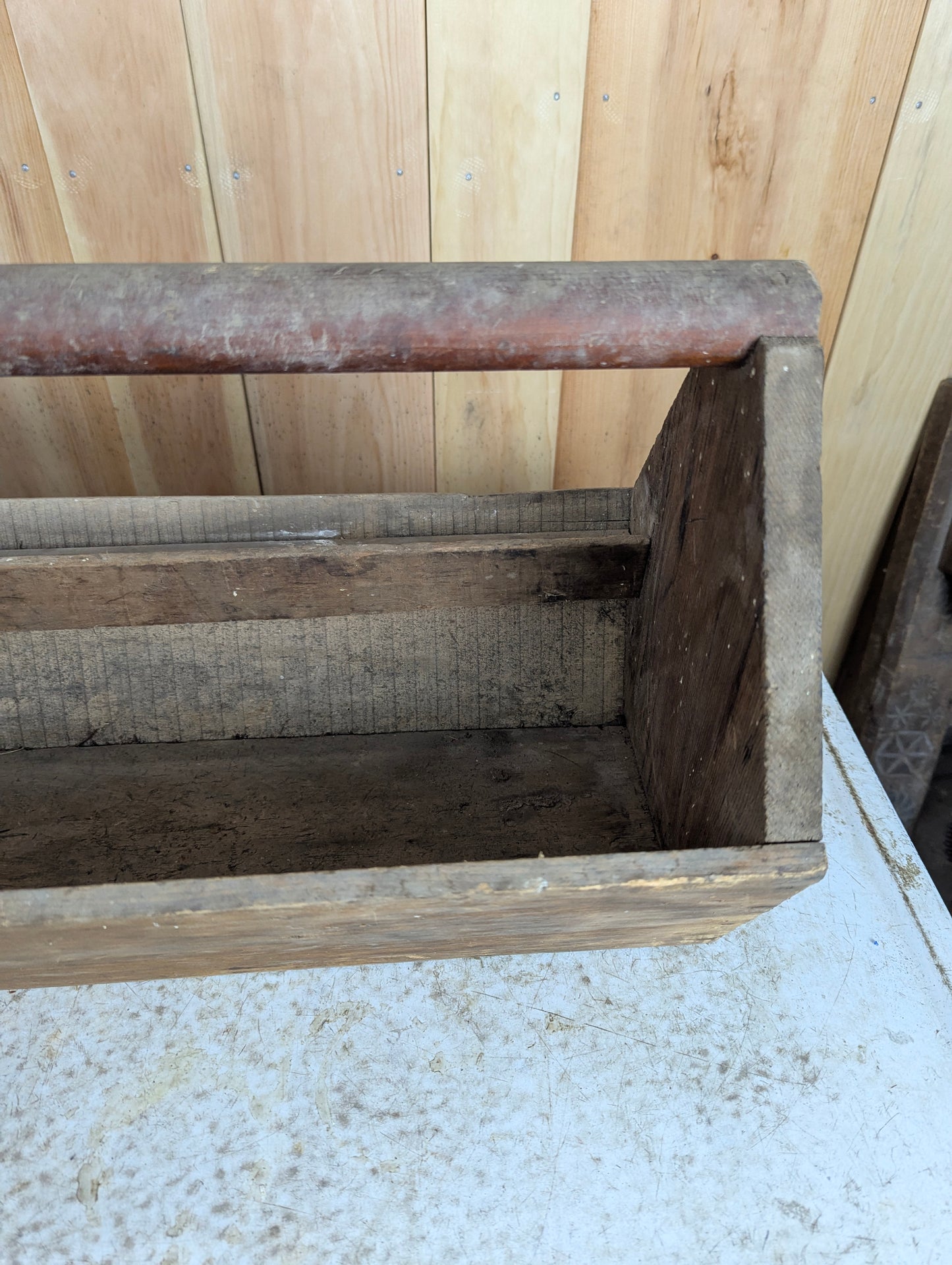 Primitive Rustic Handcrafted Wooden Tool Box - view 3