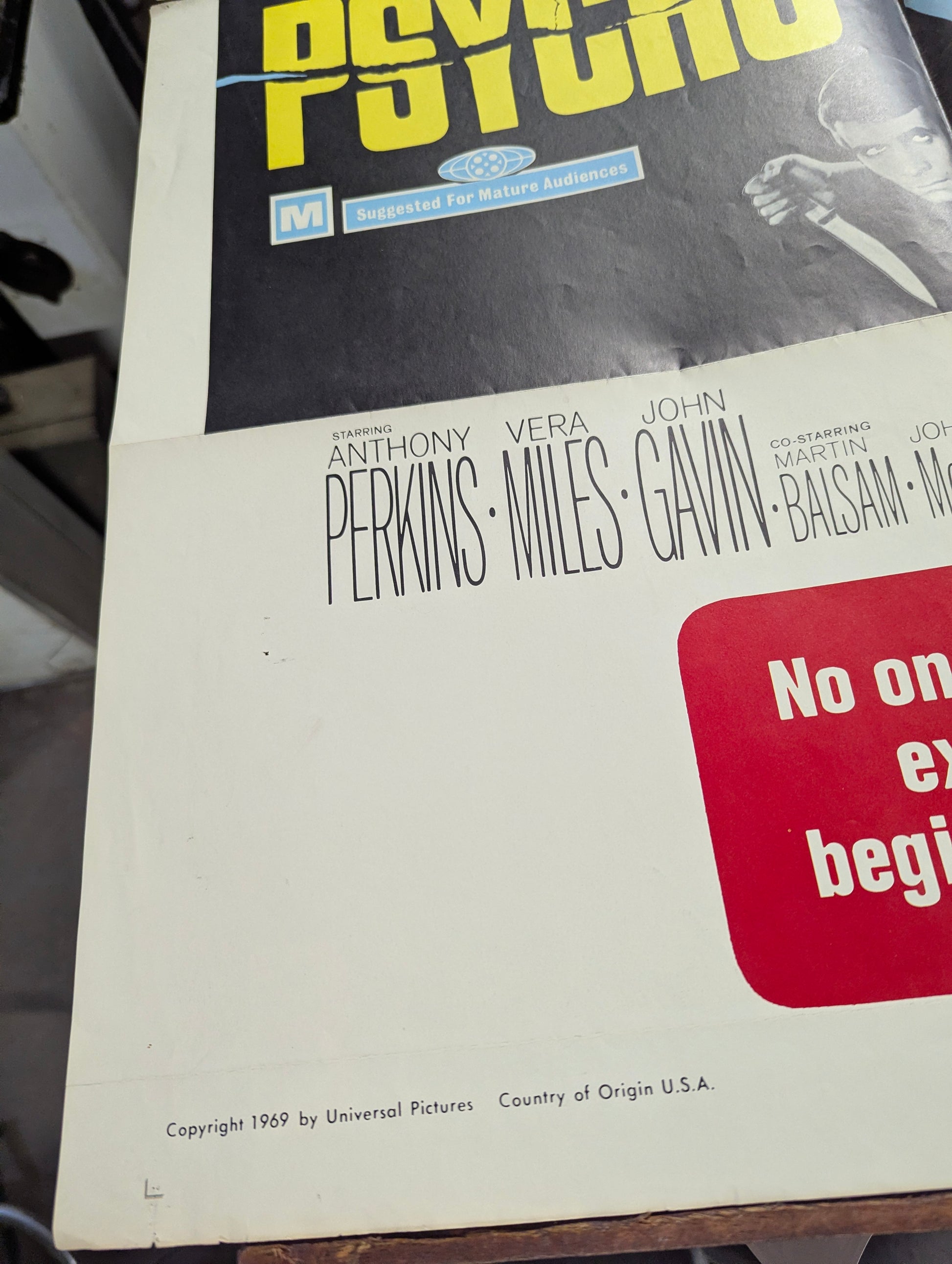 Psycho (Re-Release) (1969) Original Folded One Sheet Movie Poster - view 4