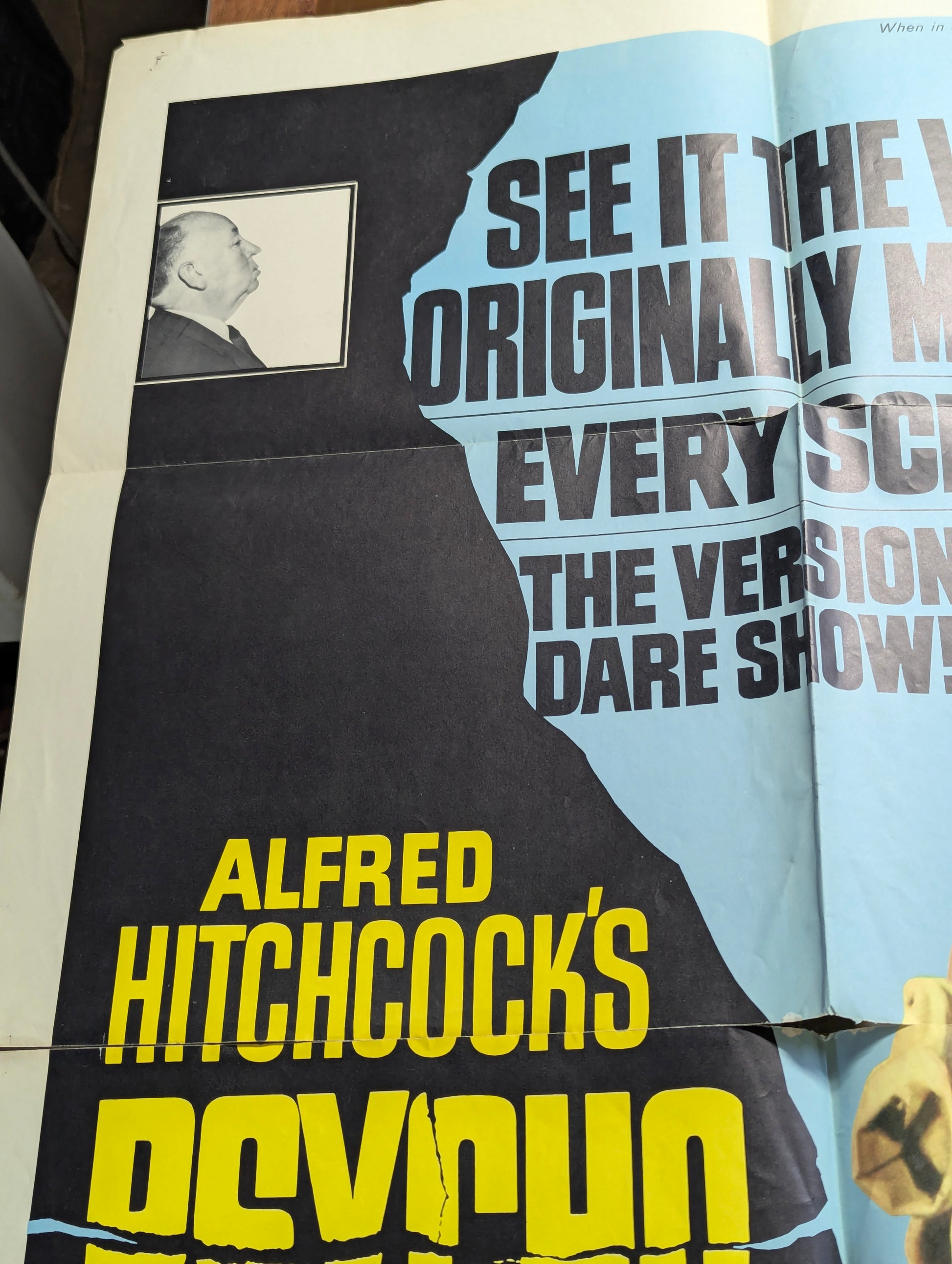 Psycho (Re-Release) (1969) Original Folded One Sheet Movie Poster - view 6