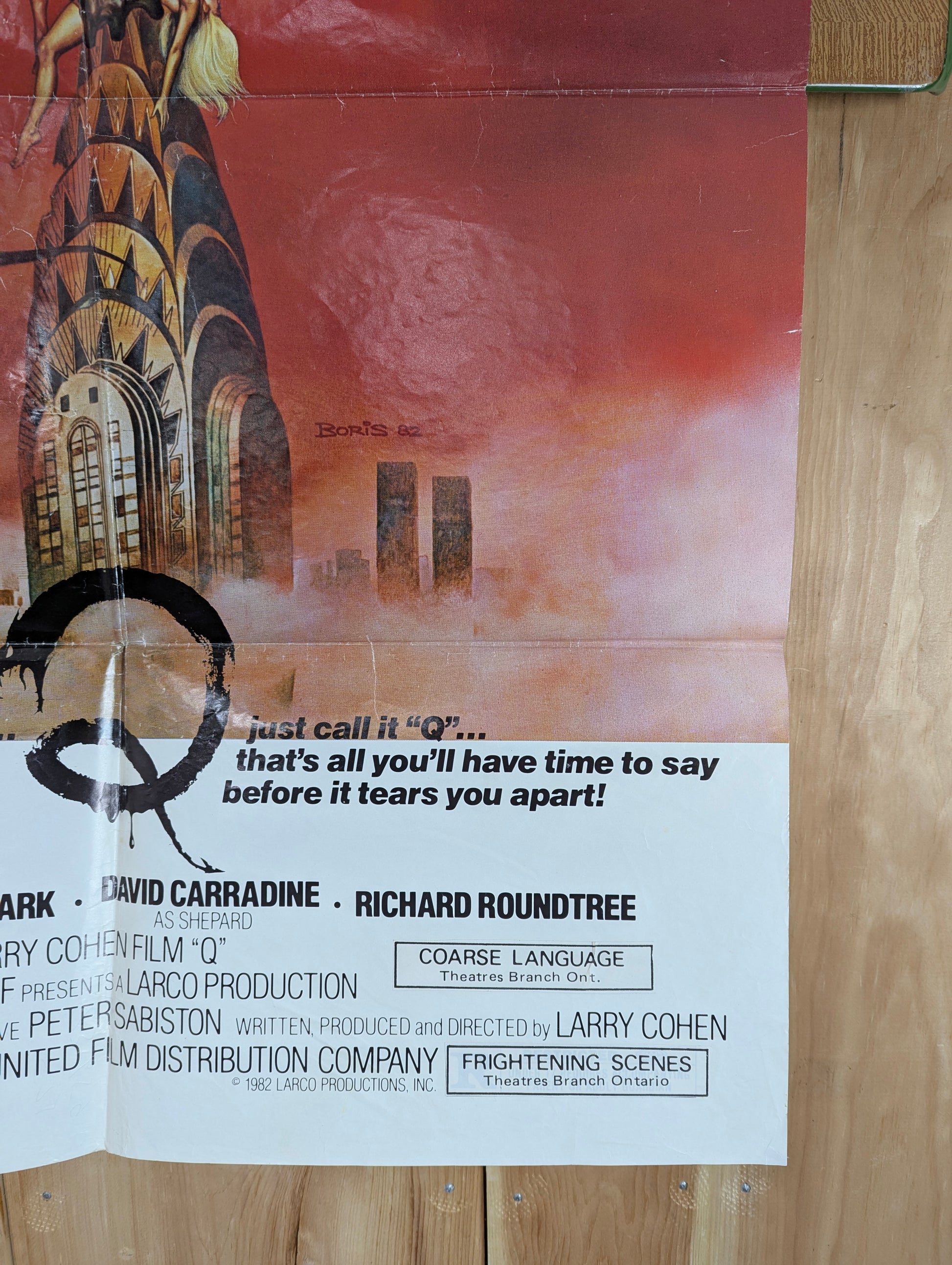 Q, The Winged Serpent (1982) Original Folded One Sheet Movie Poster - view 3