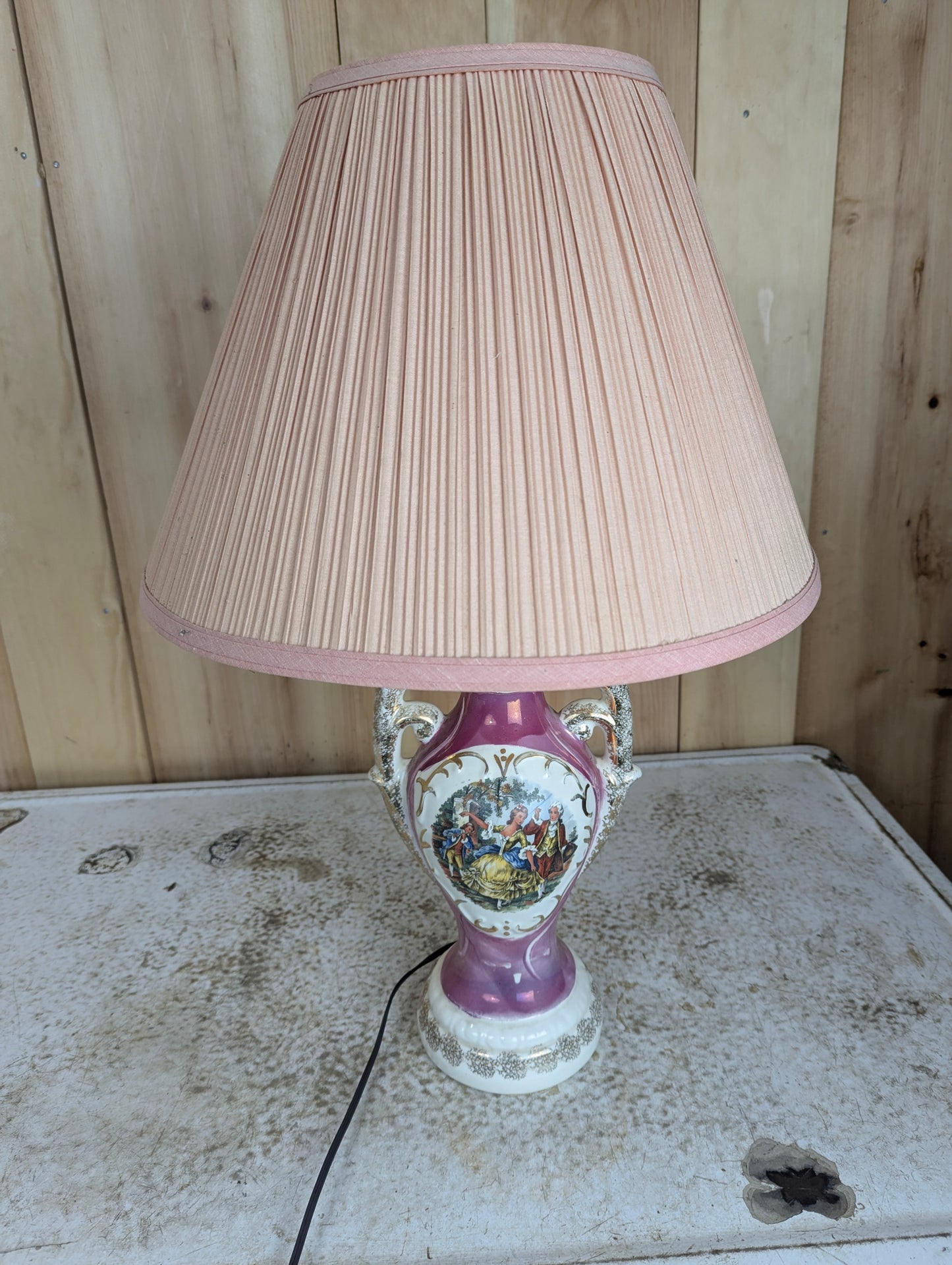 Retro Painted Ceramic Table Lamps with Shades - view 5
