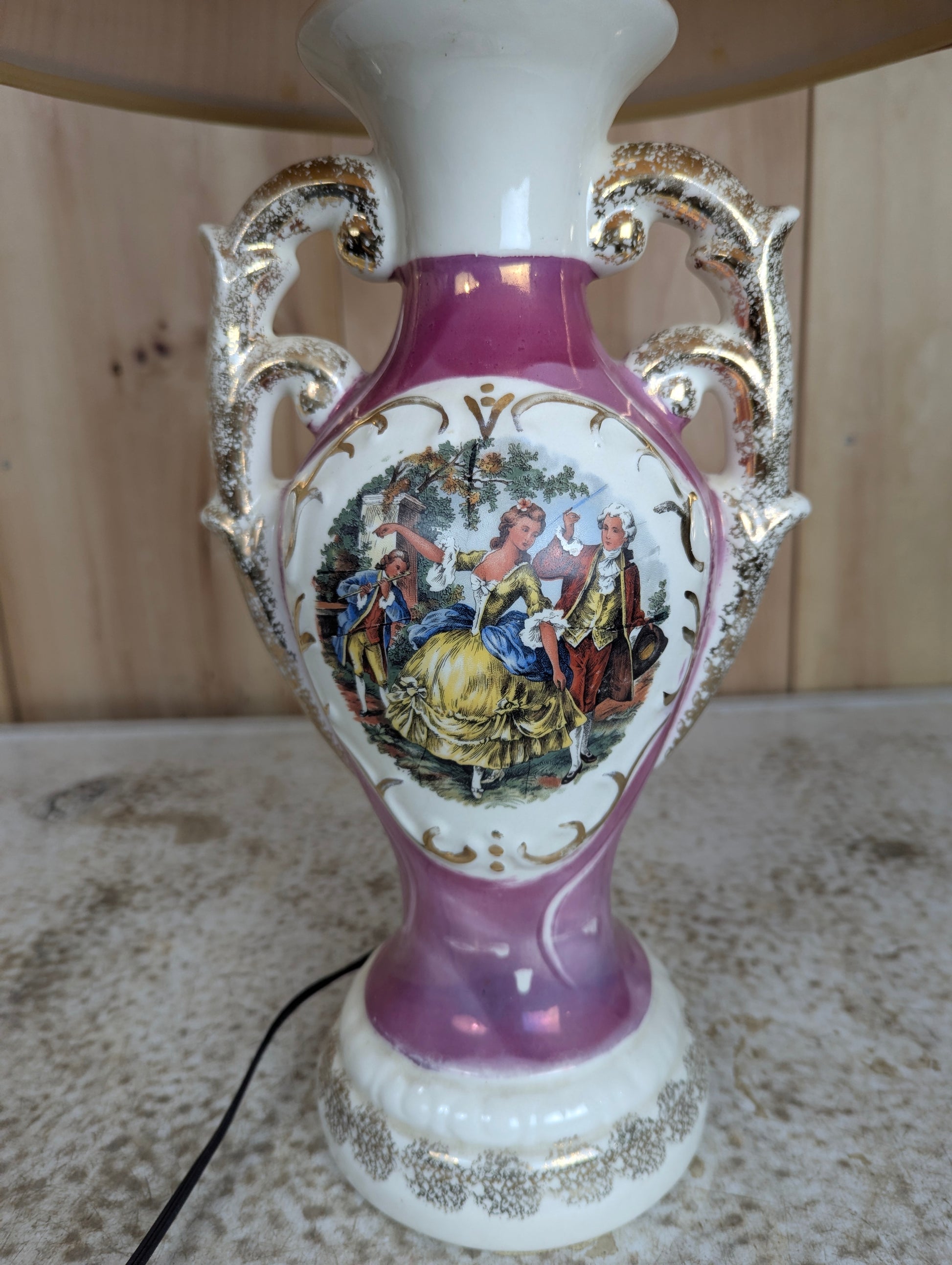 Retro Painted Ceramic Table Lamps with Shades - view 6