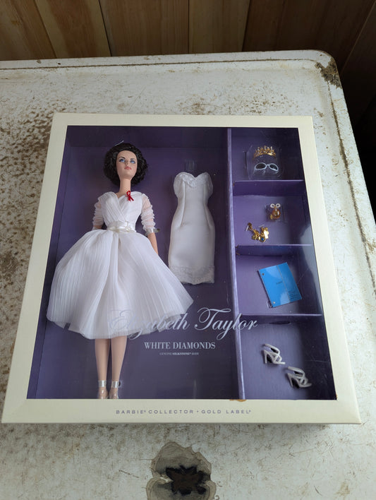 Elizabeth Taylor 'White Diamonds' Gold Label Silkstone Barbie Doll Mattel W3471 NRFB