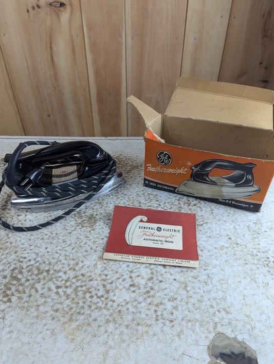 Vintage 1949 General Electric Featherweight Electric Iron in Box