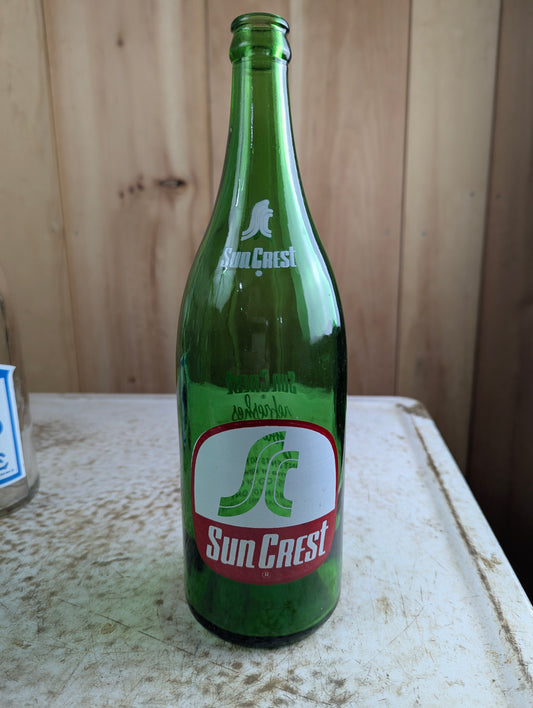 Sun Crest 30oz Green Glass ACL Soda Bottle