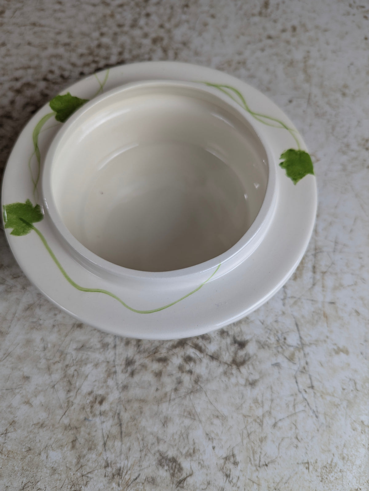 Round Ivy Pattern Ceramic Covered Butter Dish - view 2