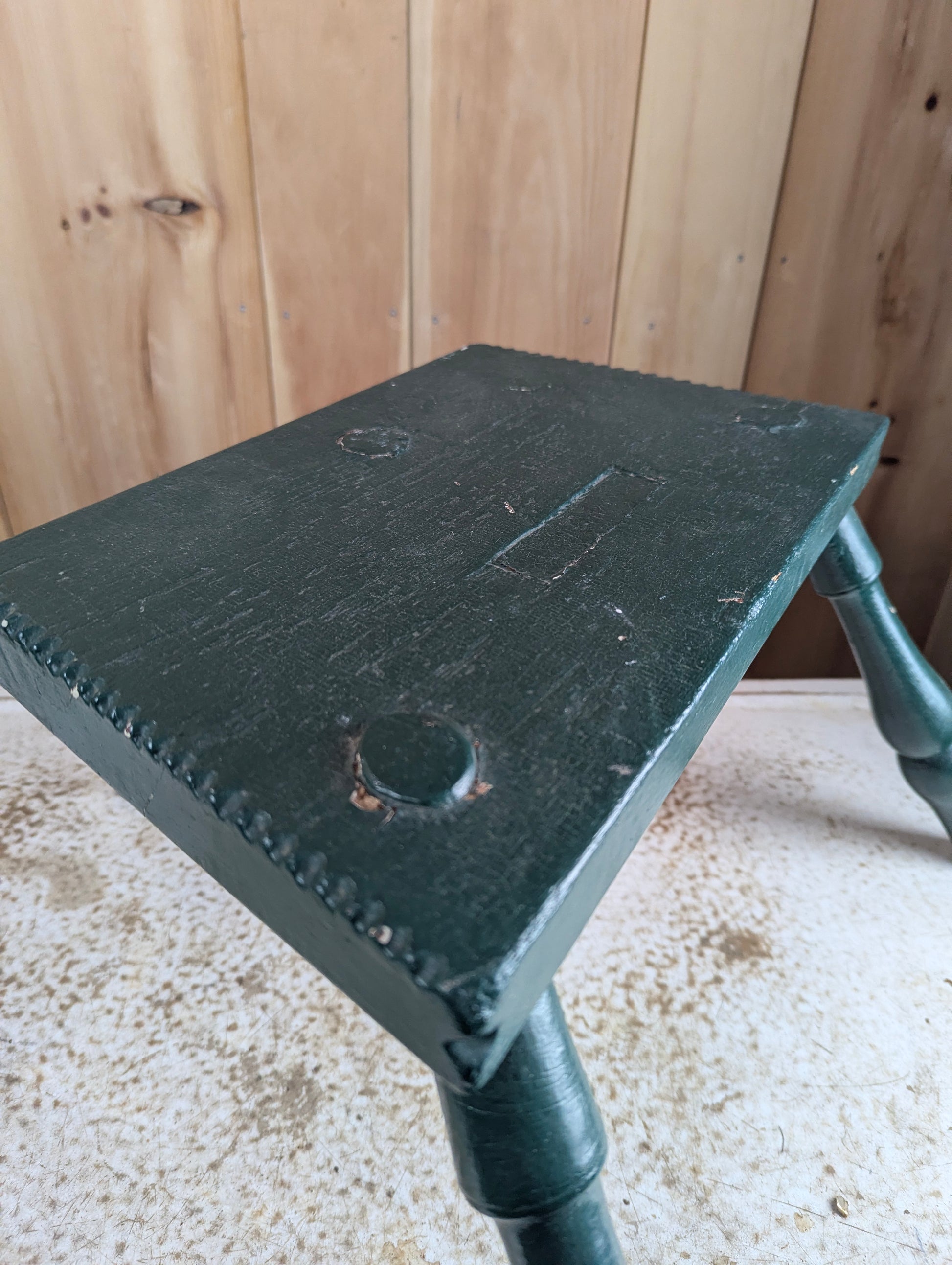 Rustic Primitive 3-Legged Wood Stool - view 2