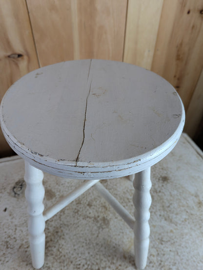 Rustic White Wooden Stool - view 2