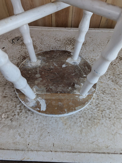Rustic White Wooden Stool - view 3
