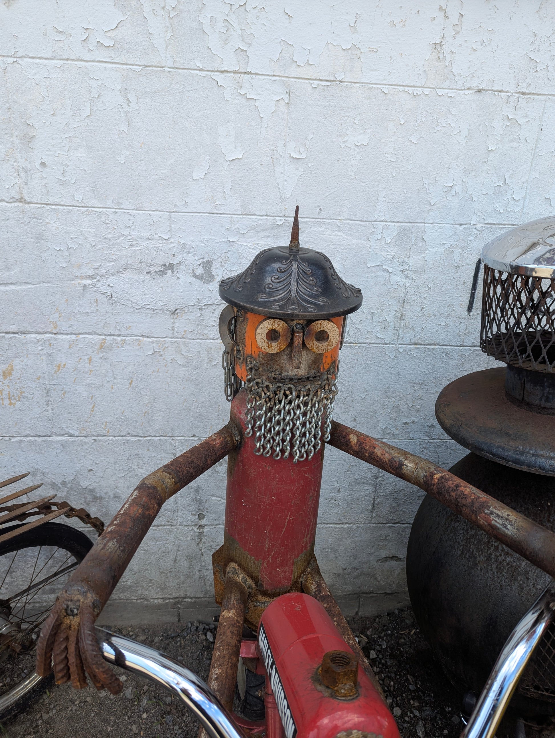 Scrap Art Bearded Man Riding Motorcycle - view 3