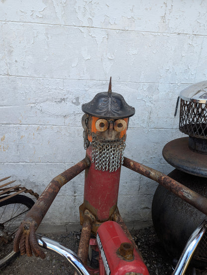 Scrap Art Bearded Man Riding Motorcycle - view 3