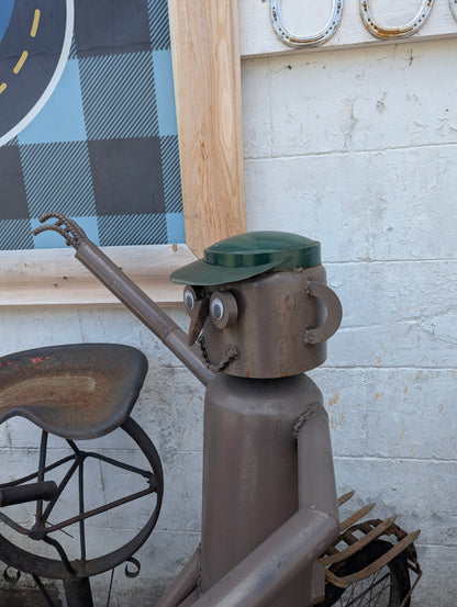 Scrap Art Man Riding Bicycle - view 4