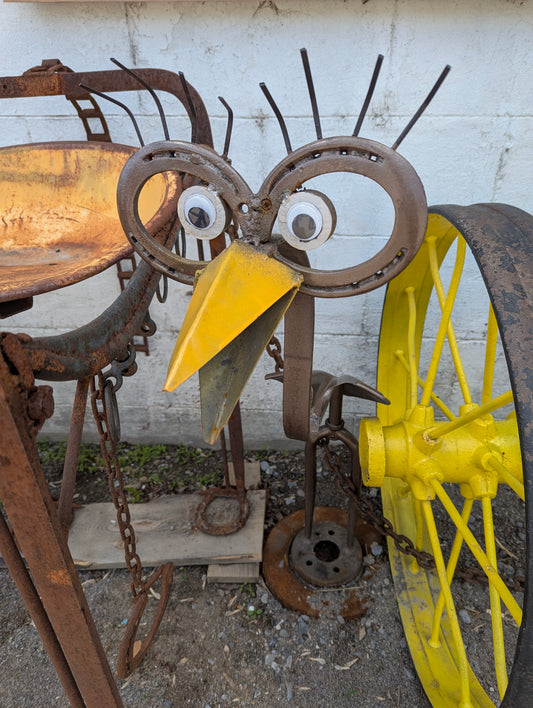 Scrap Art Painted Bird Statue