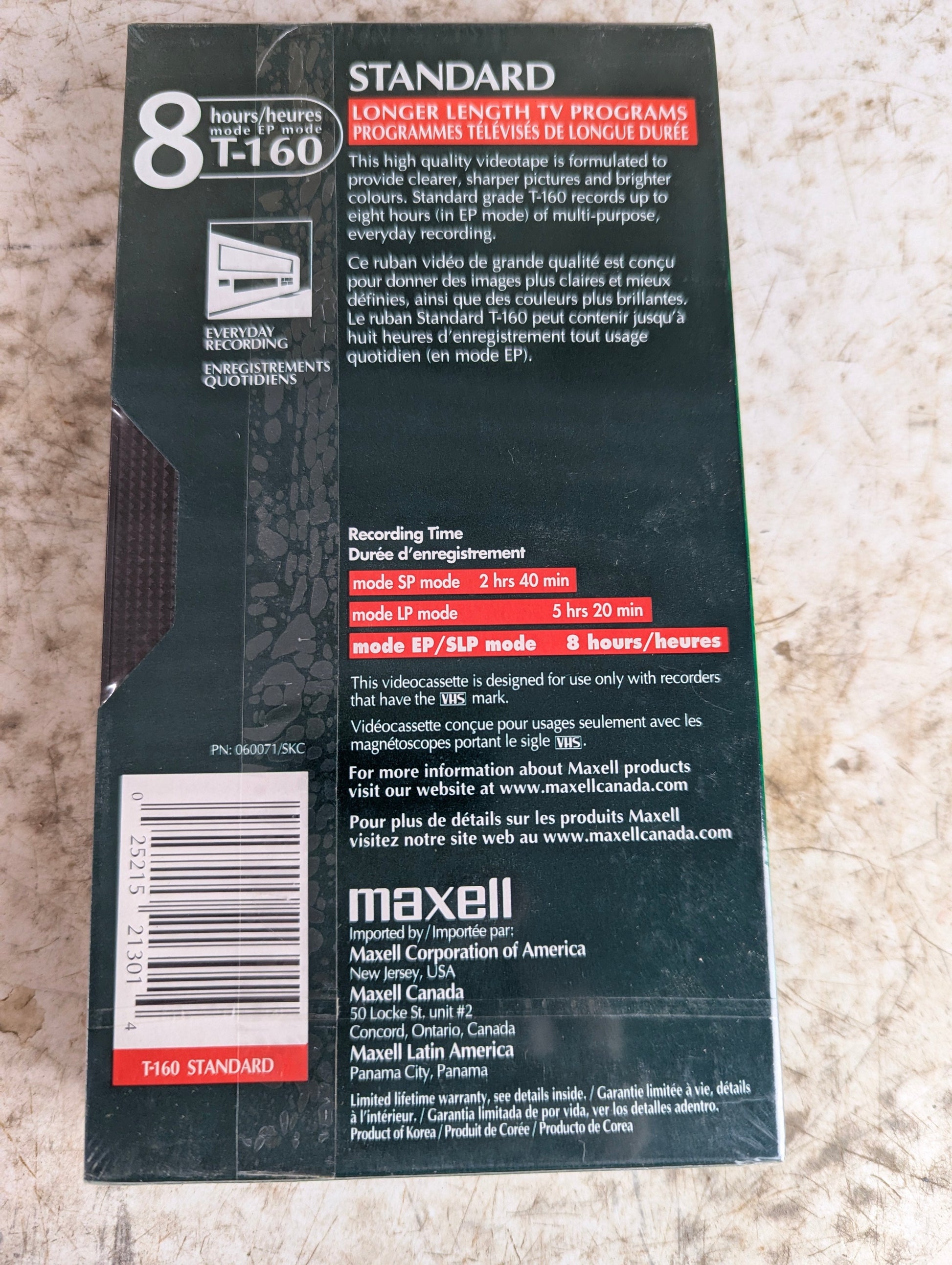 Sealed Maxwell T-160 blank VHS Video Cassette - New Old Stock - view 3