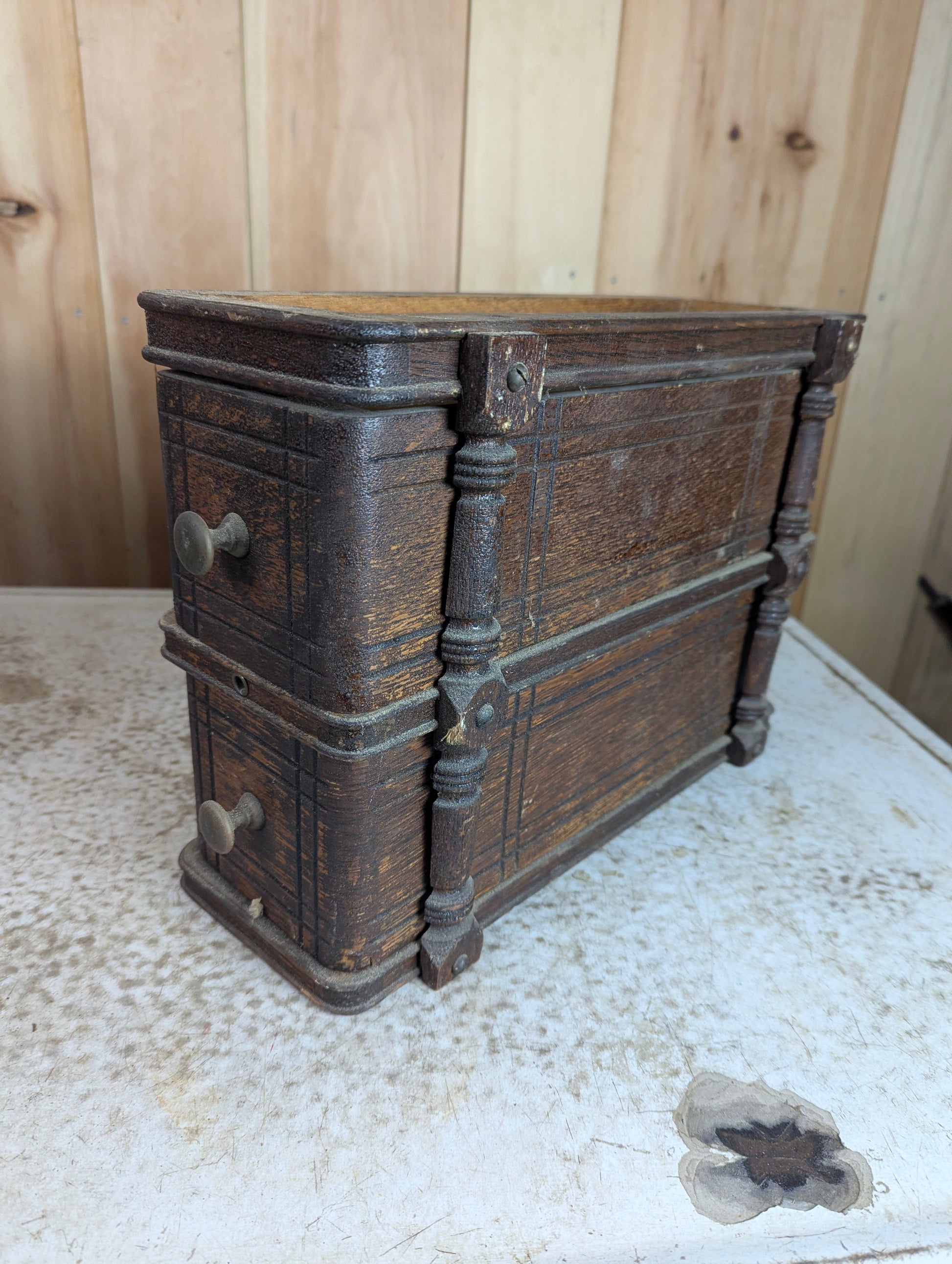 Set of 2 Antique Wooden Sewing Machine Drawers