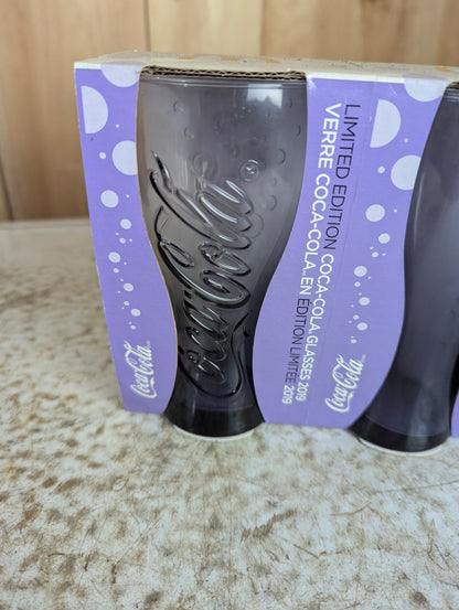 Set of 3 Limited Edition 2019 Purple Coca Cola Glasses in Box - view 2