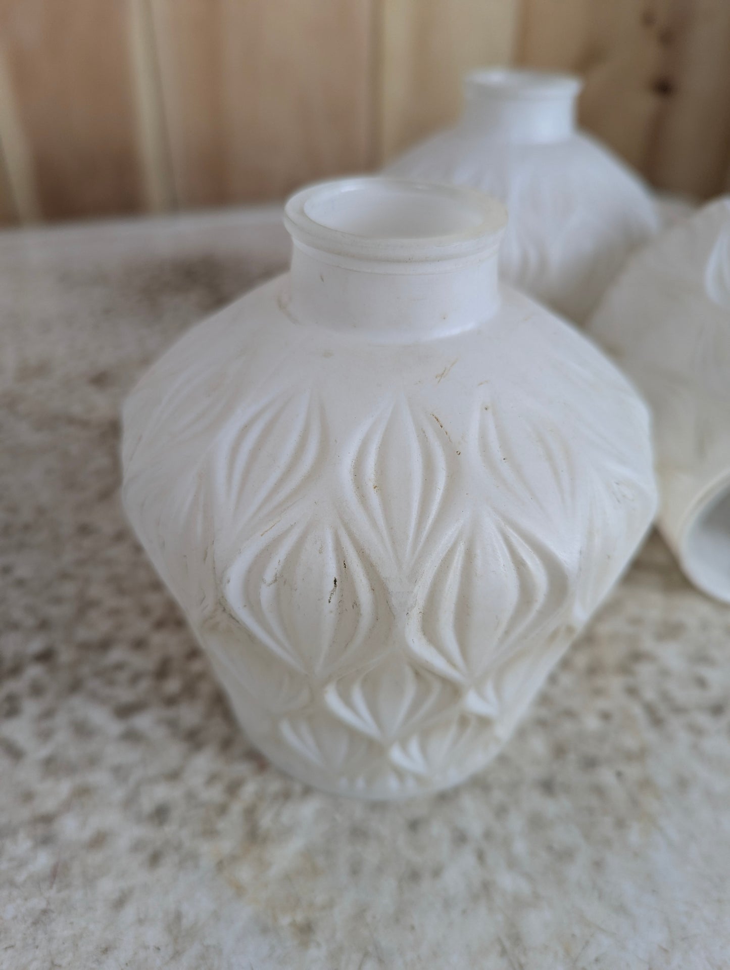 Set of 3 Mid-Century White Frosted Glass Shades - view 3