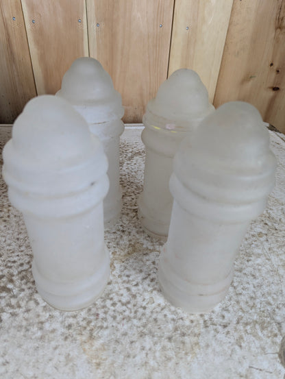 Set of 4 1930s Frosted Glass Bullet Torpedo Shades