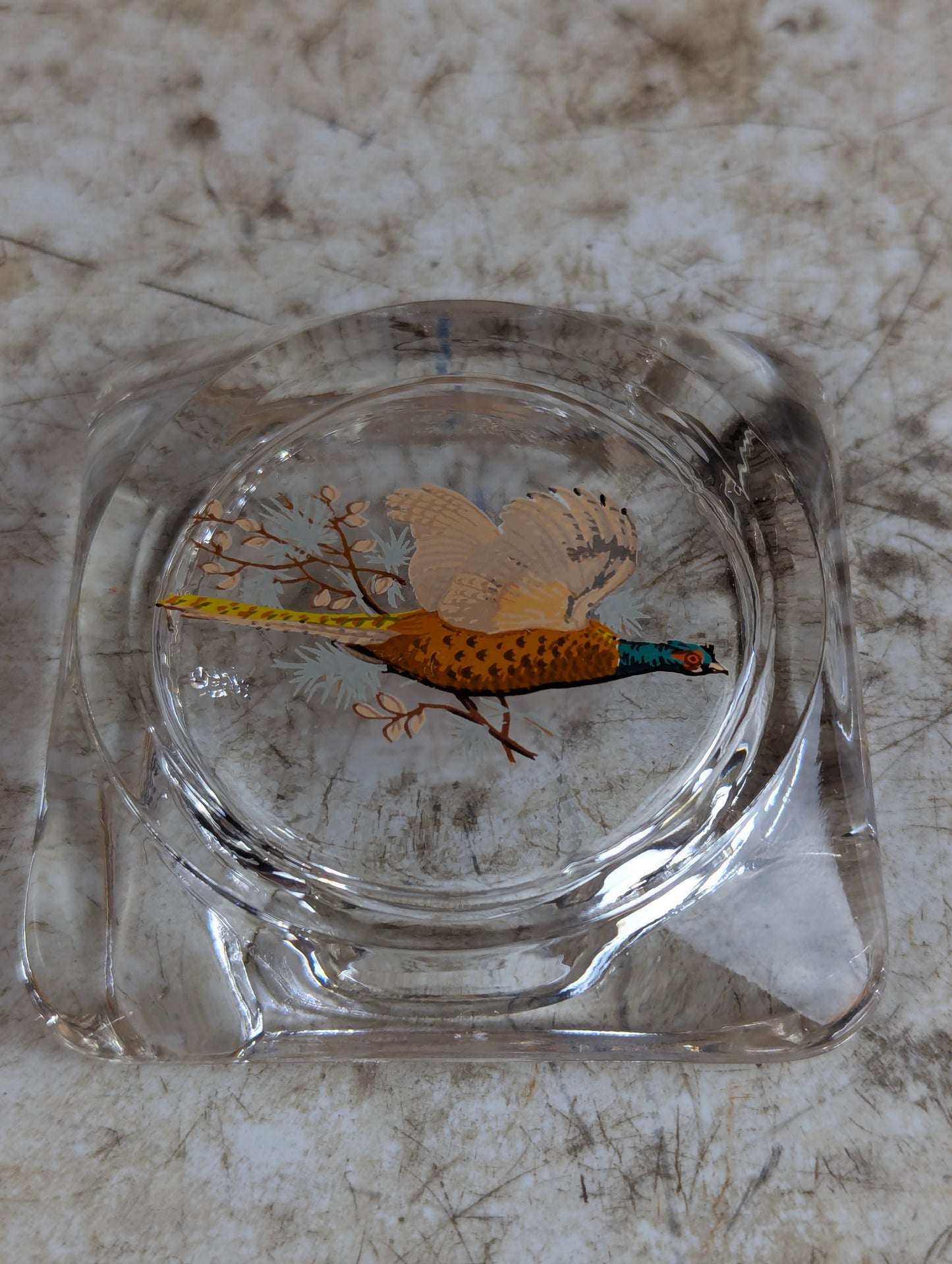 Set of 4 Pheasant Glass Ashtrays - view 3