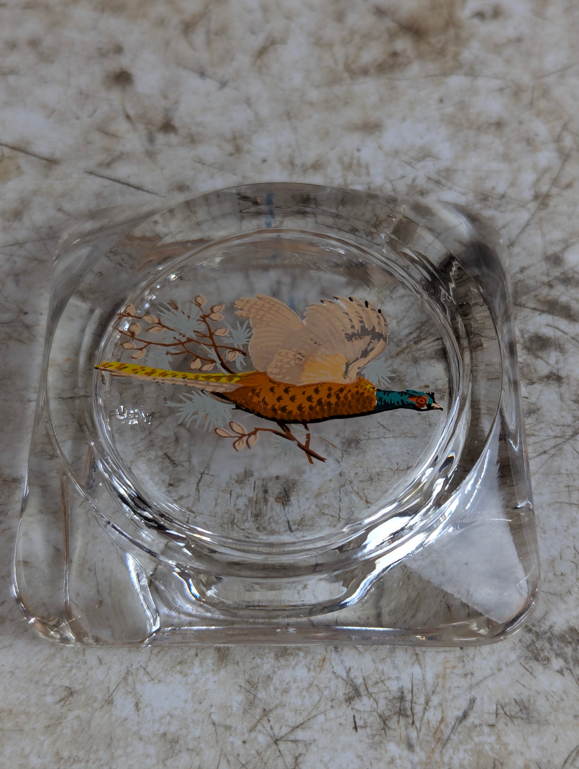 Set of 4 Pheasant Glass Ashtrays - view 3