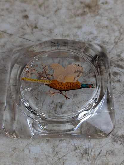 Set of 4 Pheasant Glass Ashtrays - view 3