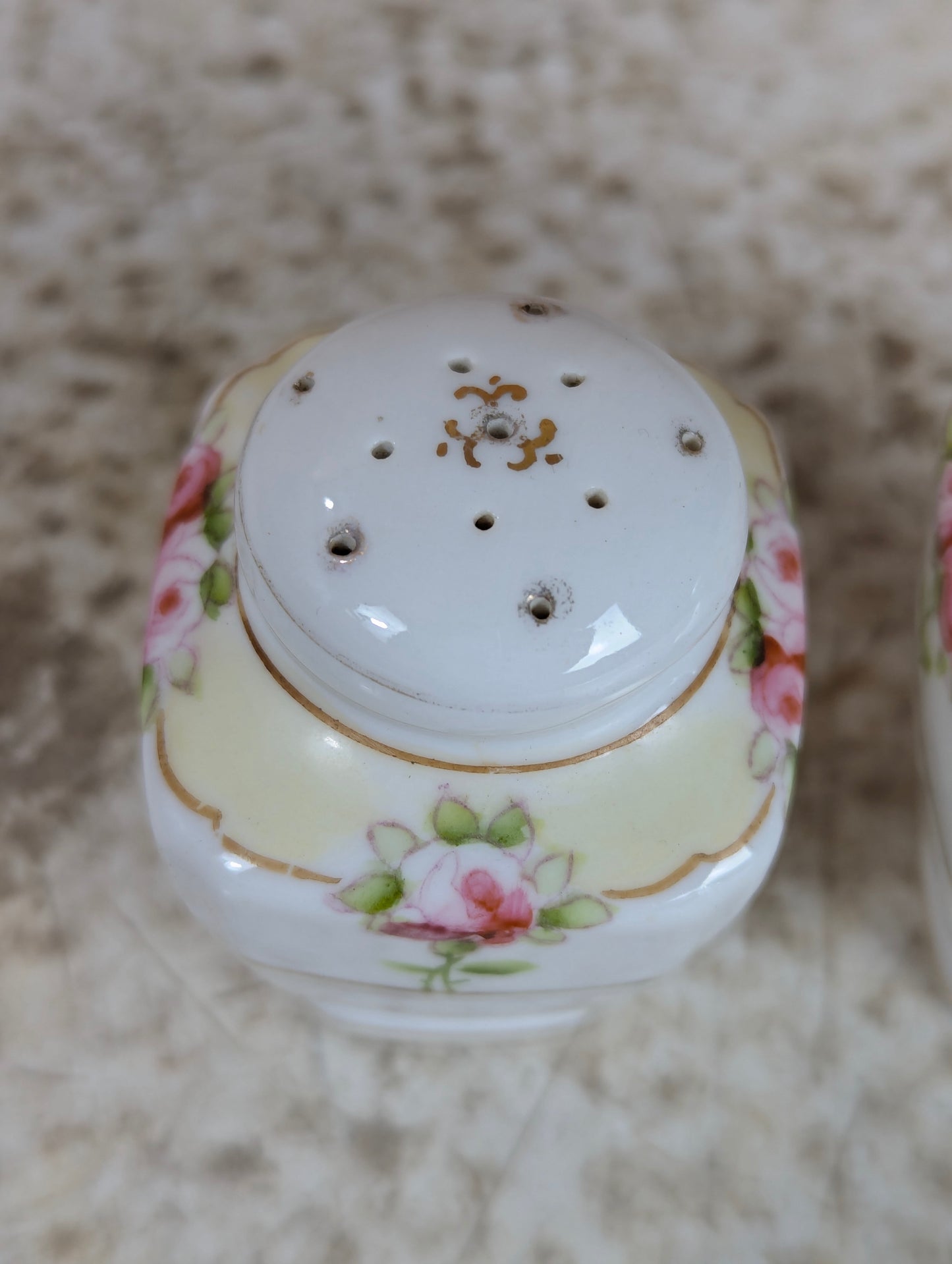 Set of Antique Hand Painted Nippon Porcelain Salt and Pepper Shakers - view 4