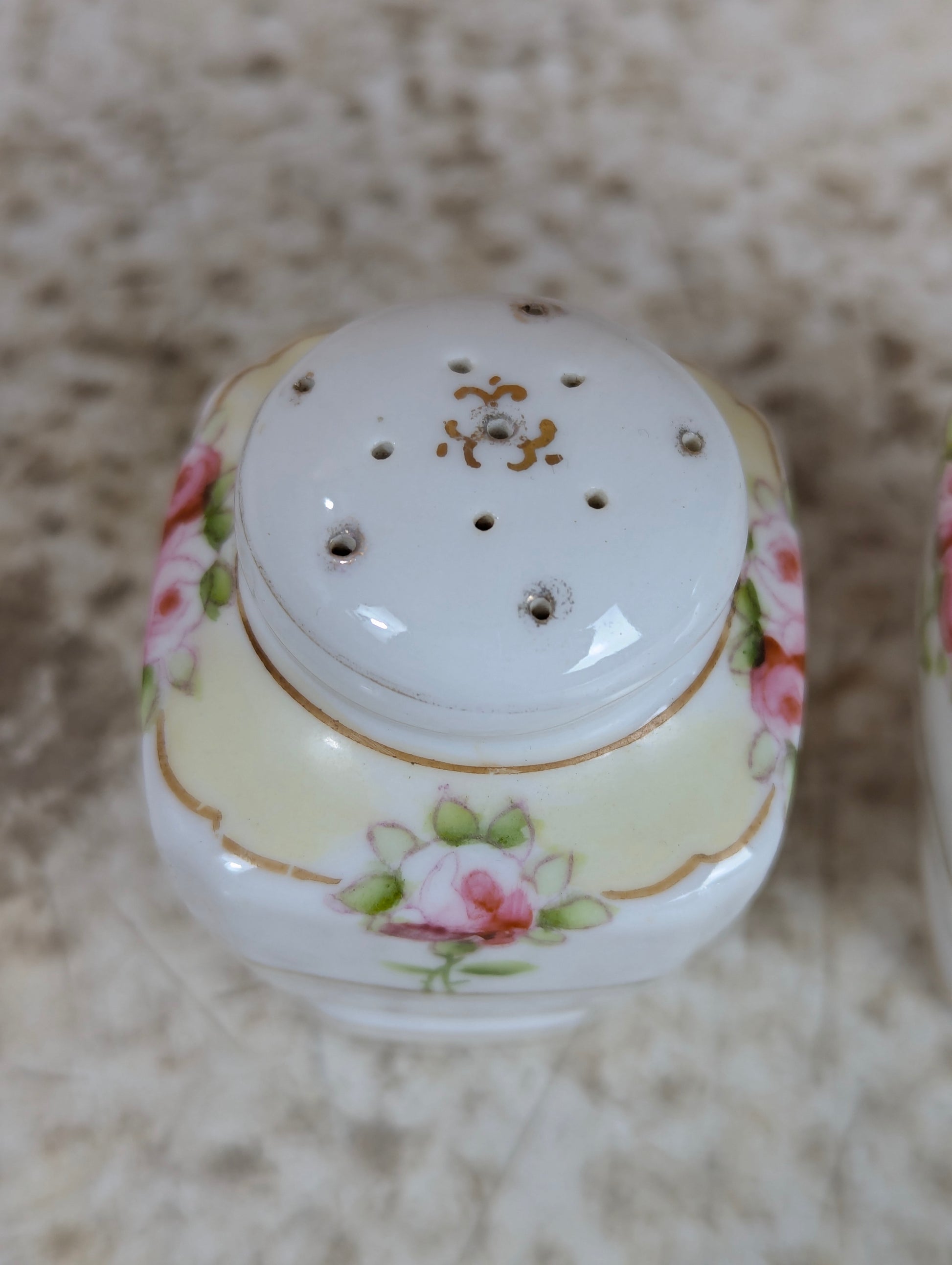 Set of Antique Hand Painted Nippon Porcelain Salt and Pepper Shakers - view 4