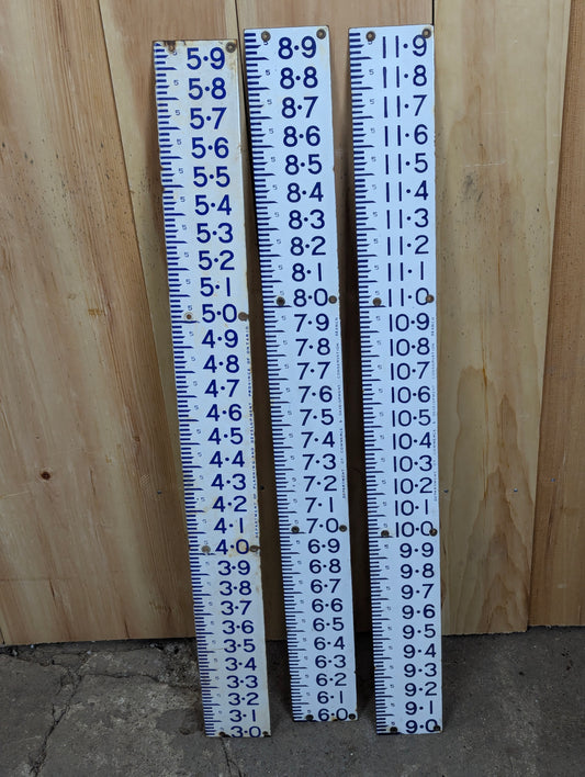 Set of Vintage Porcelain Dept of Development Province of Ontario Conservation Branch Water Level Staff Gauge