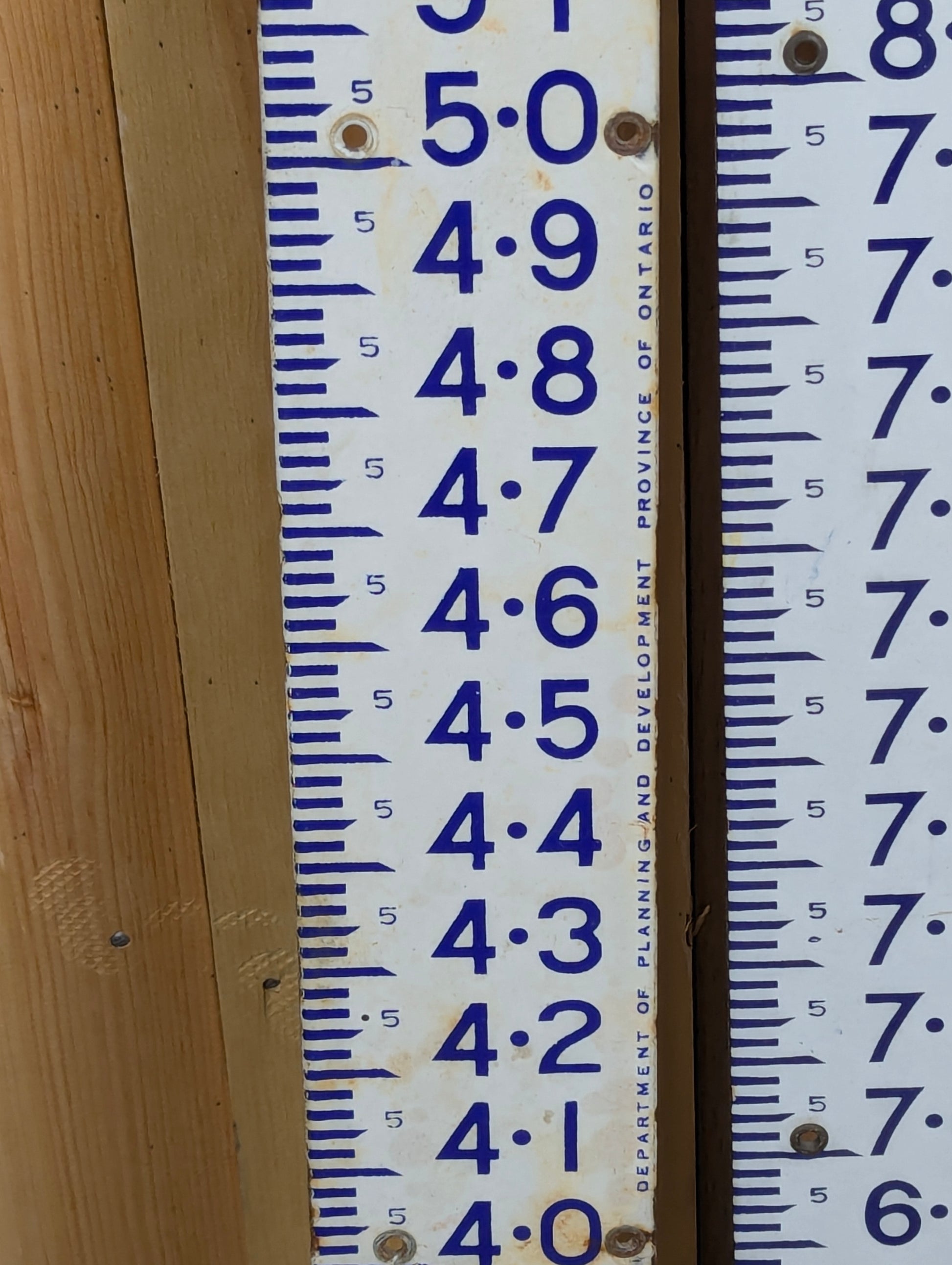 Set of Vintage Porcelain Dept of Development Province of Ontario Conservation Branch Water Level Staff Gauge - view 2