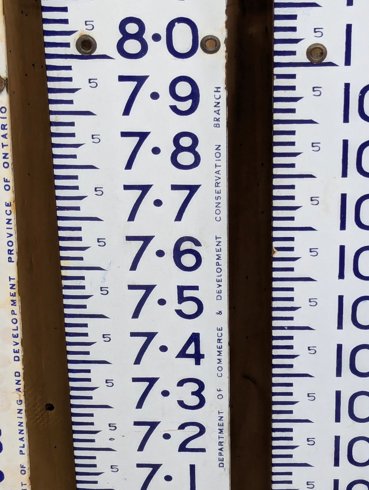 Set of Vintage Porcelain Dept of Development Province of Ontario Conservation Branch Water Level Staff Gauge - view 4