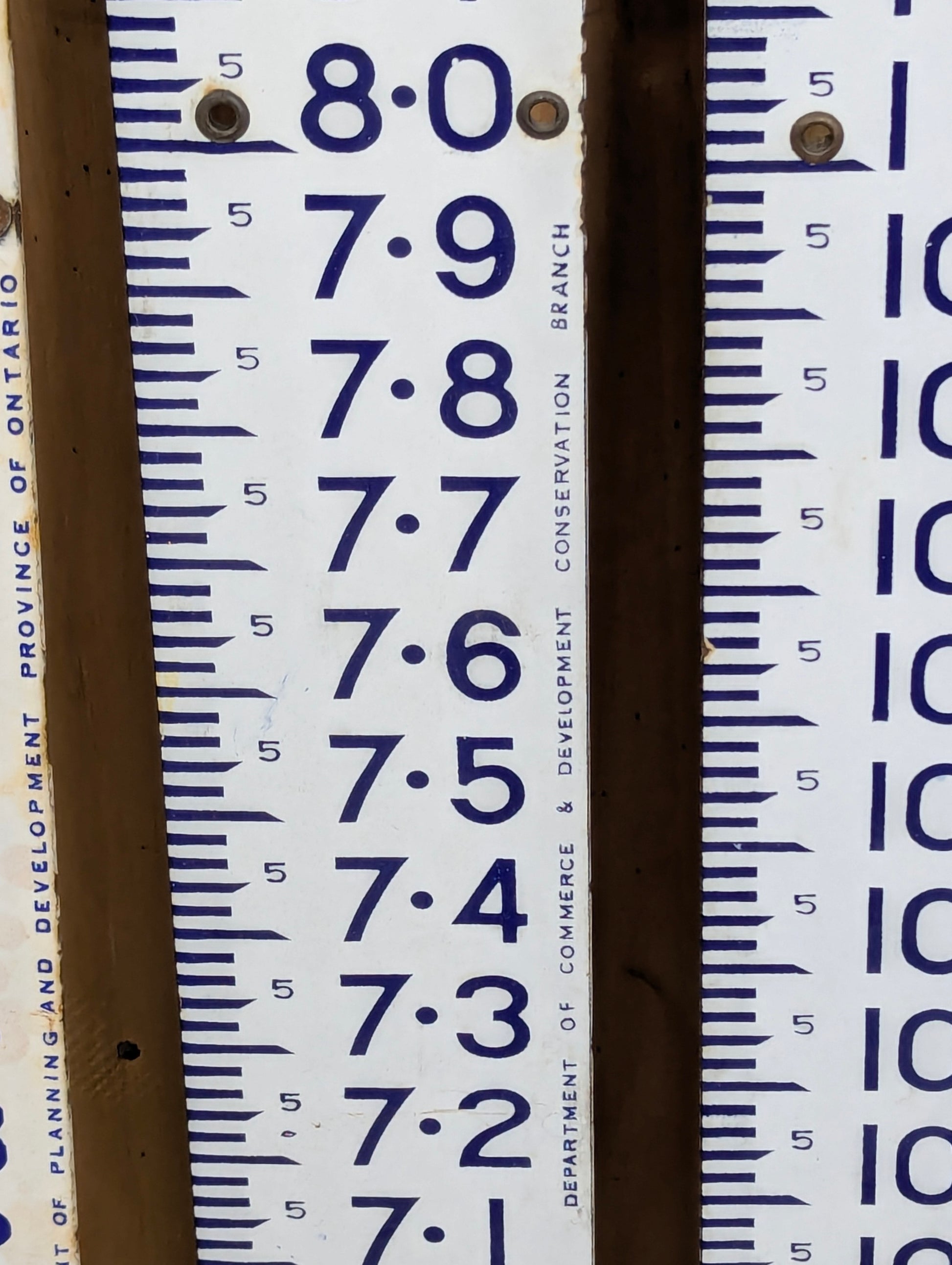 Set of Vintage Porcelain Dept of Development Province of Ontario Conservation Branch Water Level Staff Gauge - view 4