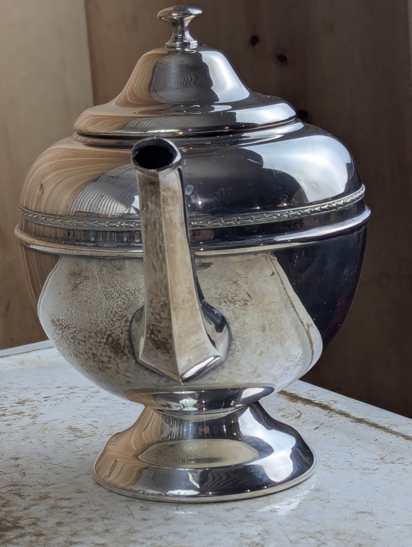 Silver Plated Copper Coffee Pot with Bakelite Handle - view 2