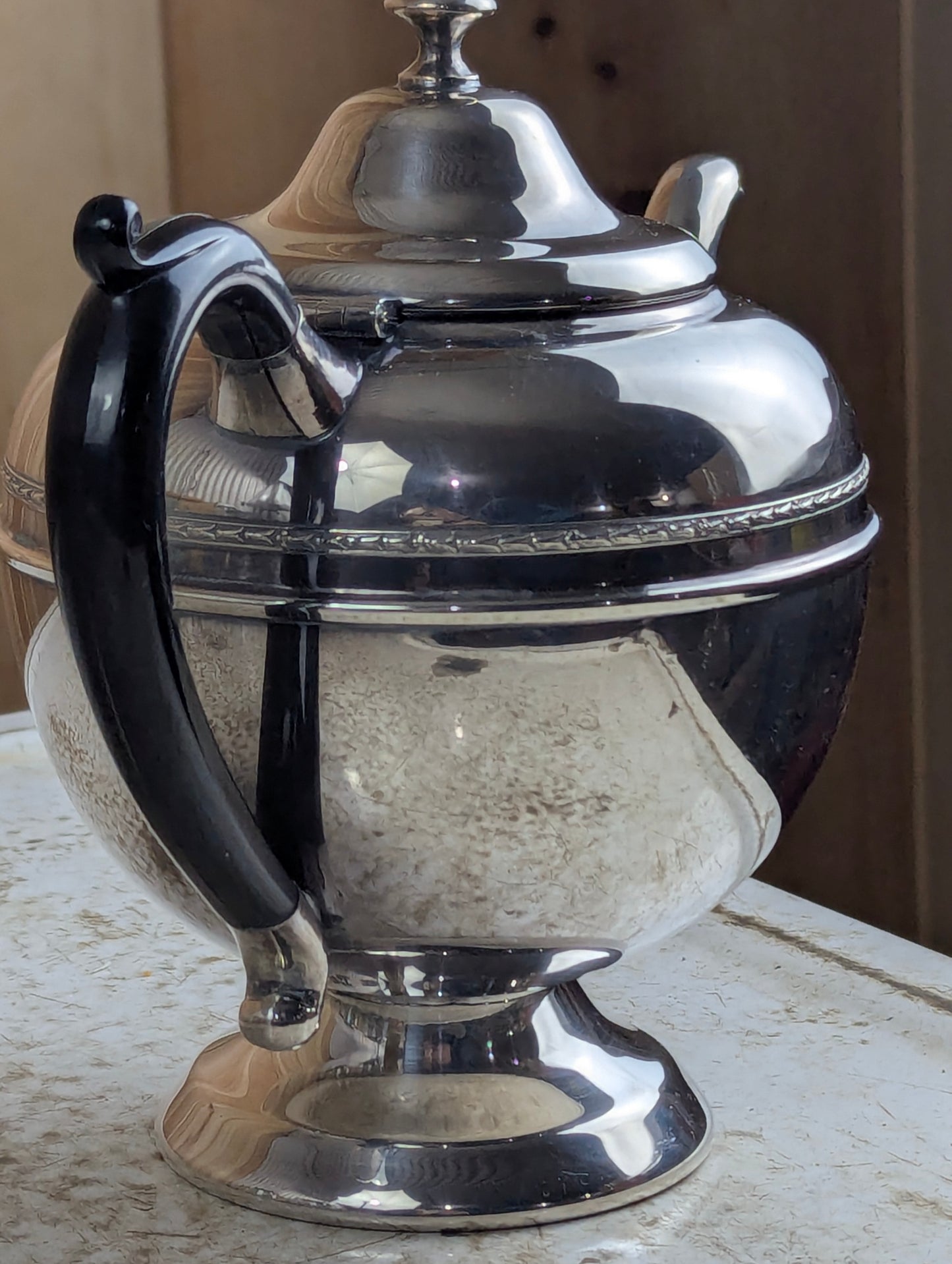 Silver Plated Copper Coffee Pot with Bakelite Handle - view 3