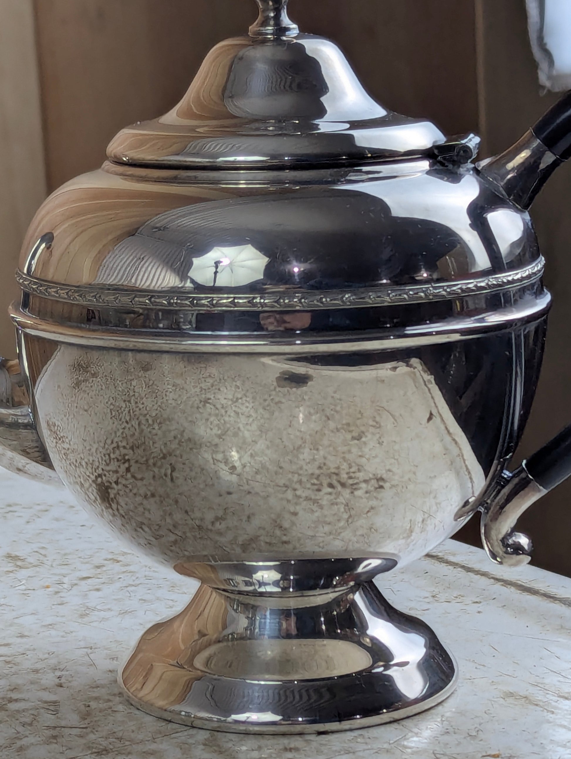 Silver Plated Copper Coffee Pot with Bakelite Handle - view 4