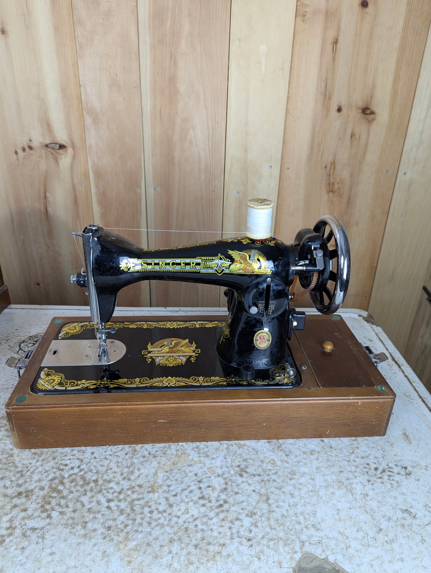 Singer NL-K Table Top Sewing Machine with Wooden Cover - view 2